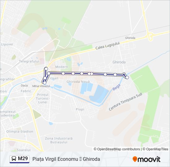 M29 bus Line Map