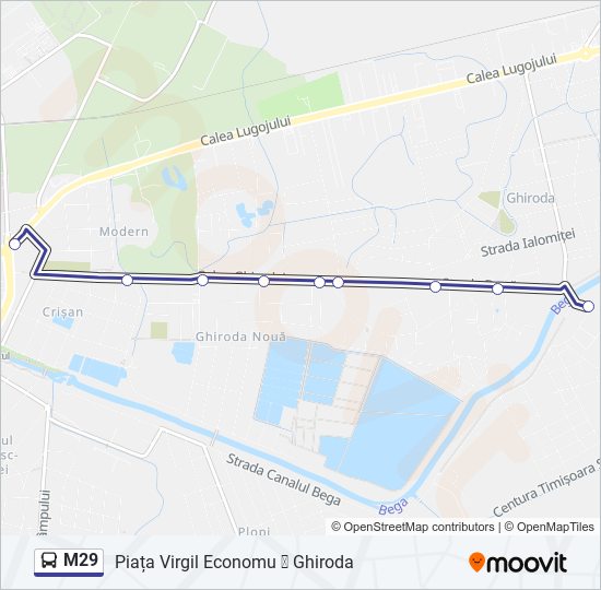 M29 bus Line Map