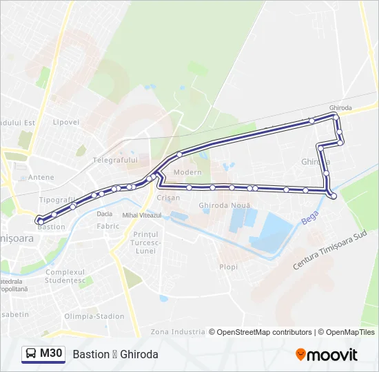 Hartă linie autobuz M30