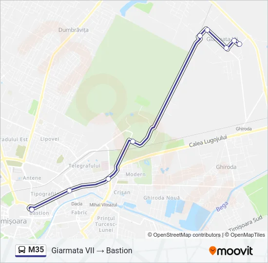 M35 Bus Line Map