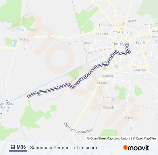 M36 bus Line Map