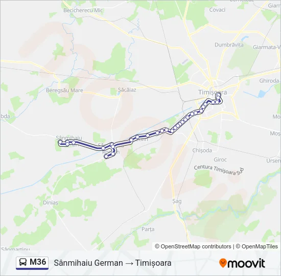 M36 Bus Line Map