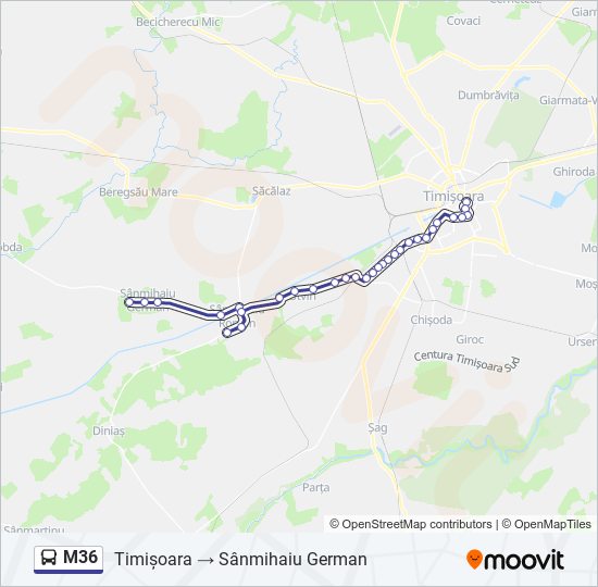 M36 bus Line Map