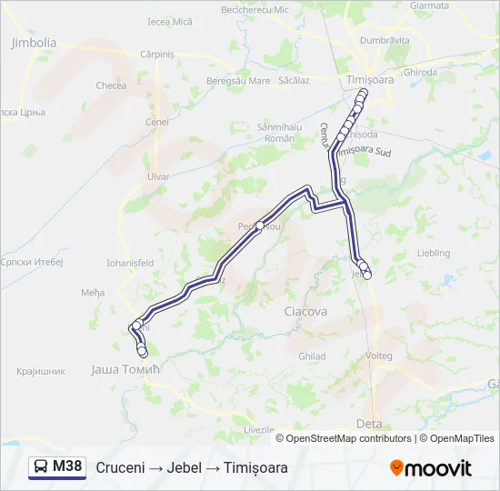 M38 Bus Line Map