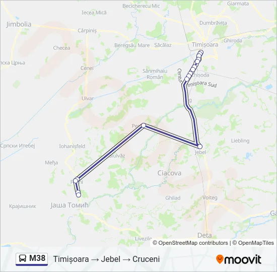 M38 Bus Line Map