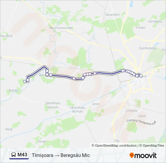 M43 Bus Line Map