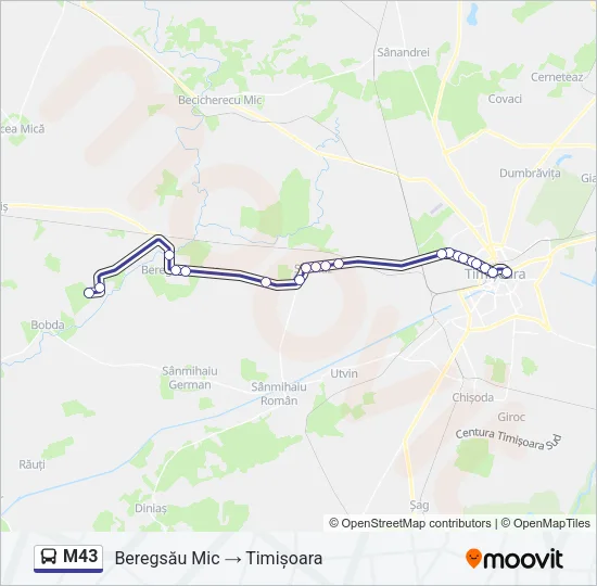 M43 Bus Line Map