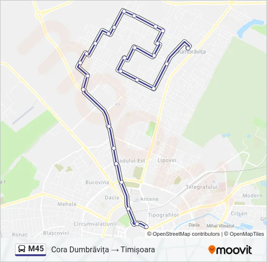 M45 Bus Line Map