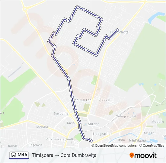 M45 Bus Line Map