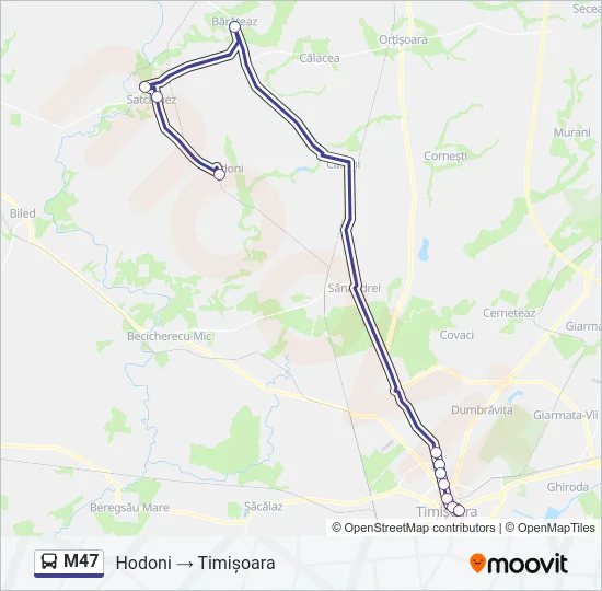 M47 Bus Line Map