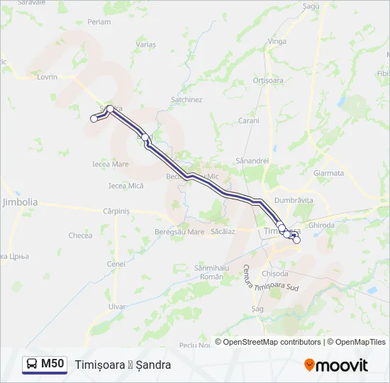 M50 Bus Line Map