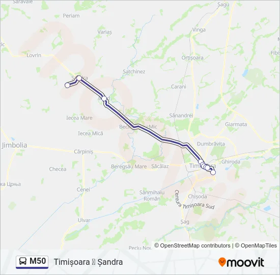 M50 Bus Line Map
