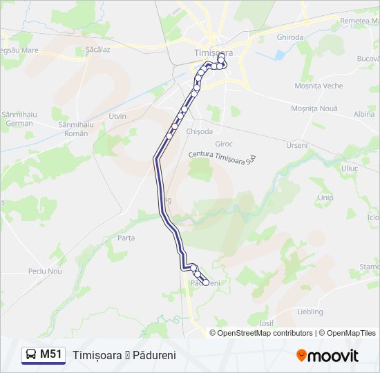 M51 bus Line Map