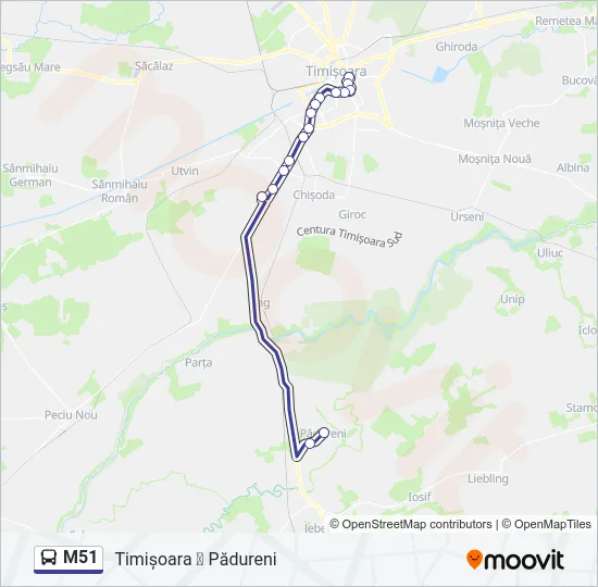 M51 Bus Line Map
