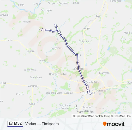M52 Bus Line Map