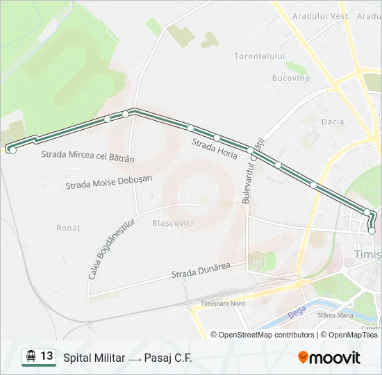 13 Trolleybus Line Map