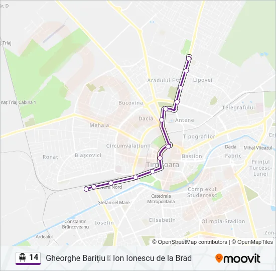 14 Trolleybus Line Map