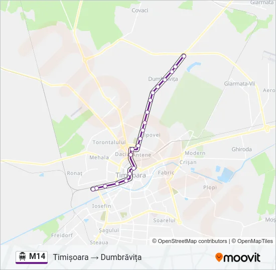 M14 Trolleybus Line Map