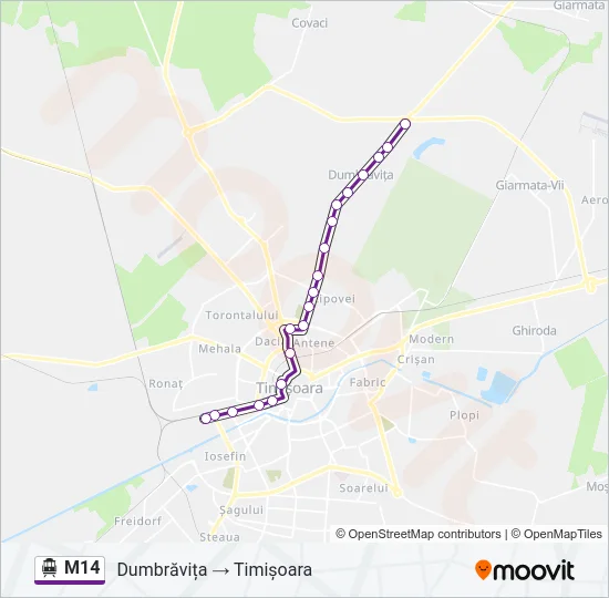M14 Trolleybus Line Map