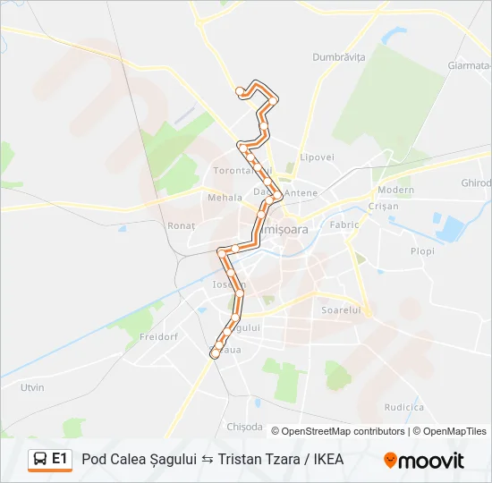 E1 Bus Line Map