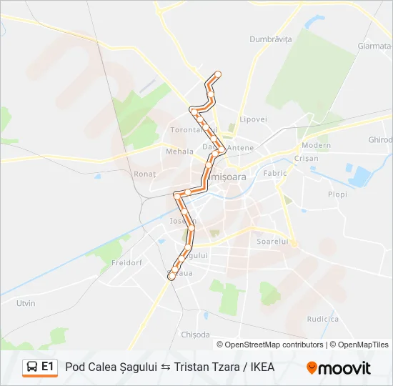 E1 Bus Line Map