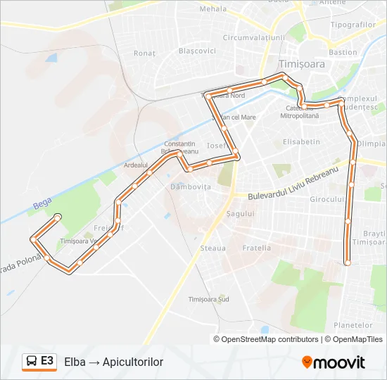 Hartă linie autobuz E3