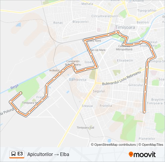 E3 bus Line Map