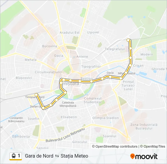 1 Light Rail Line Map