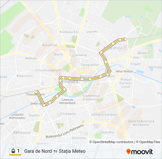 1 Light Rail Line Map