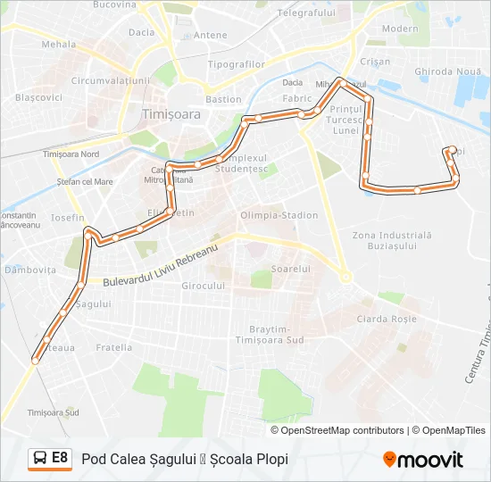E8 Bus Line Map