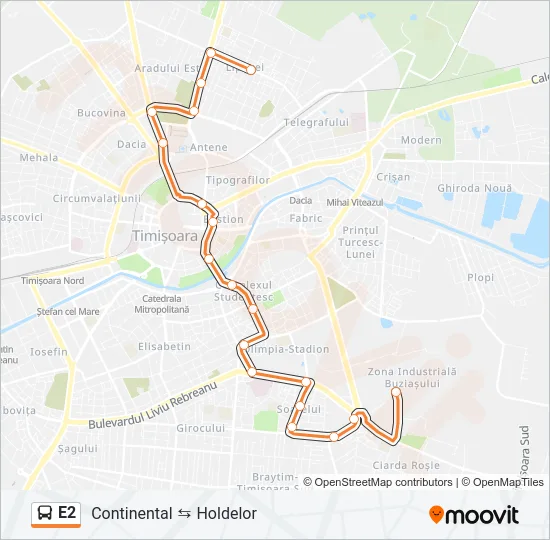E2 Bus Line Map