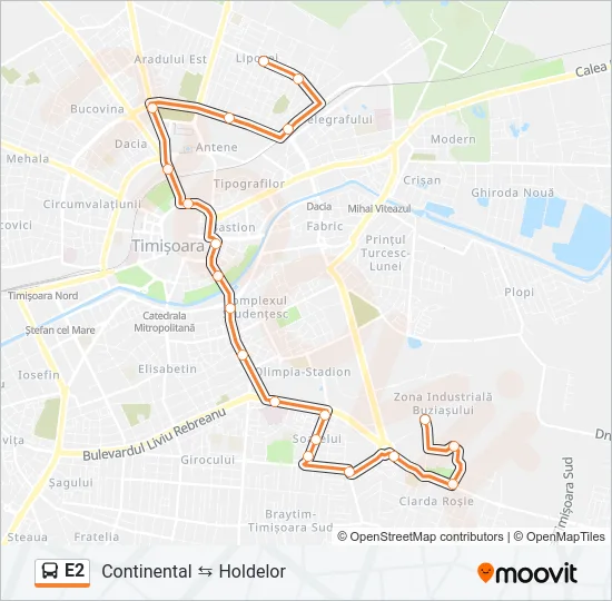 E2 Bus Line Map