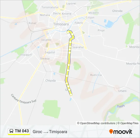 Hartă linie autobuz TM 043