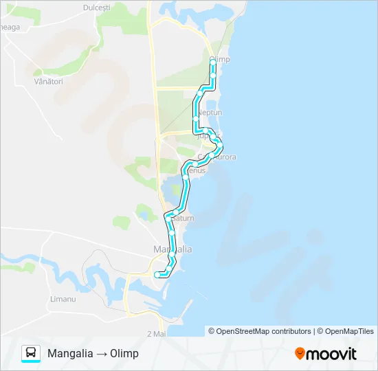 MANGALIA ⇄ OLIMP Bus Line Map