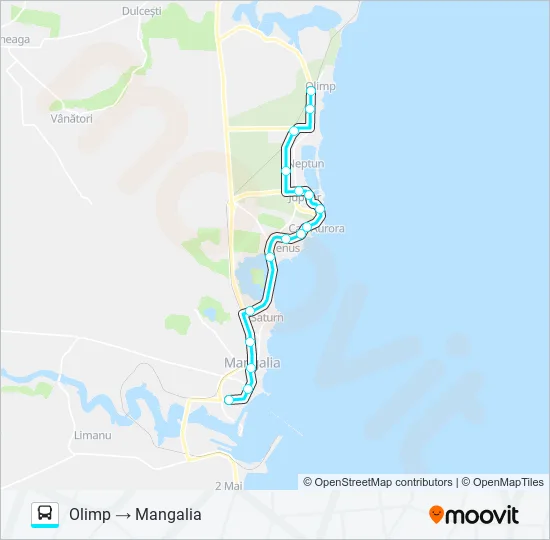 MANGALIA ⇄ OLIMP Bus Line Map