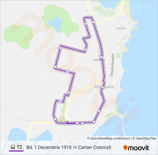 T2 Bus Line Map