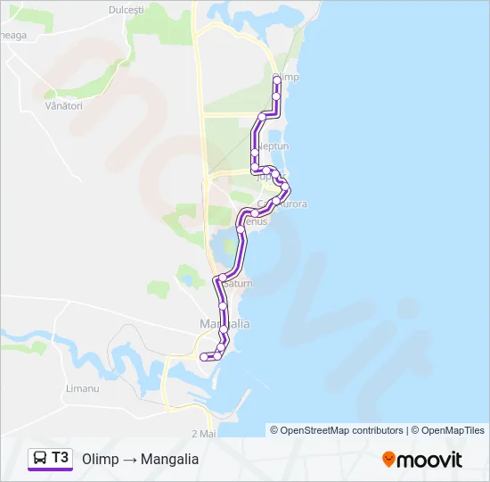 T3 Bus Line Map