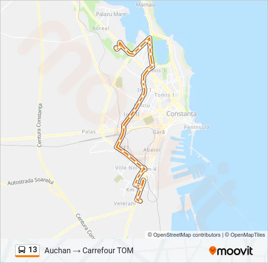 13 Bus Line Map