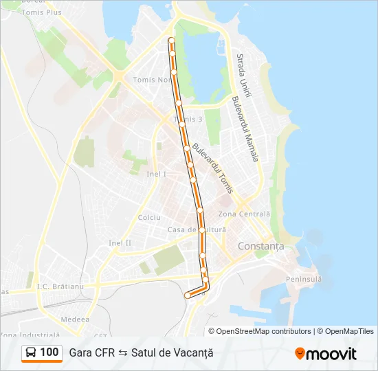 100 Bus Line Map