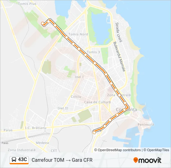 43C Bus Line Map