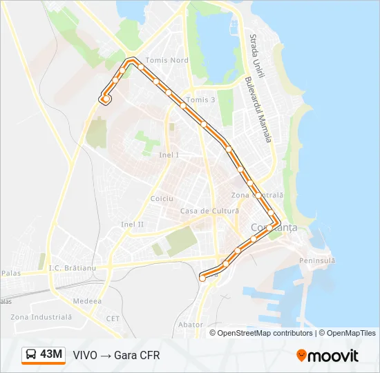 43M Bus Line Map