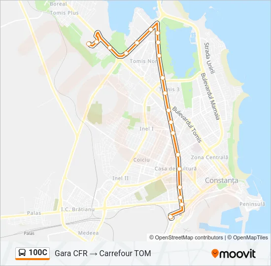 100C Bus Line Map