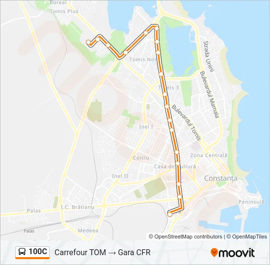 100C Bus Line Map