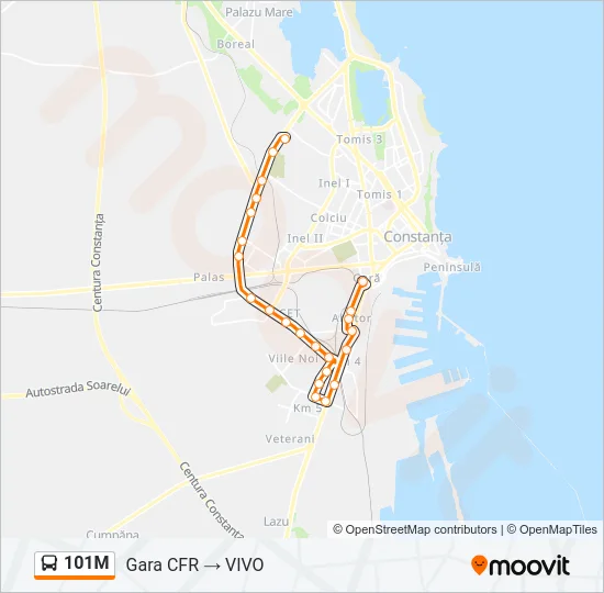 101M Bus Line Map