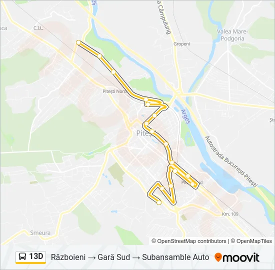 13D Bus Line Map
