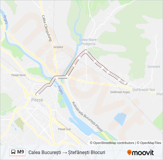 M9 bus Line Map