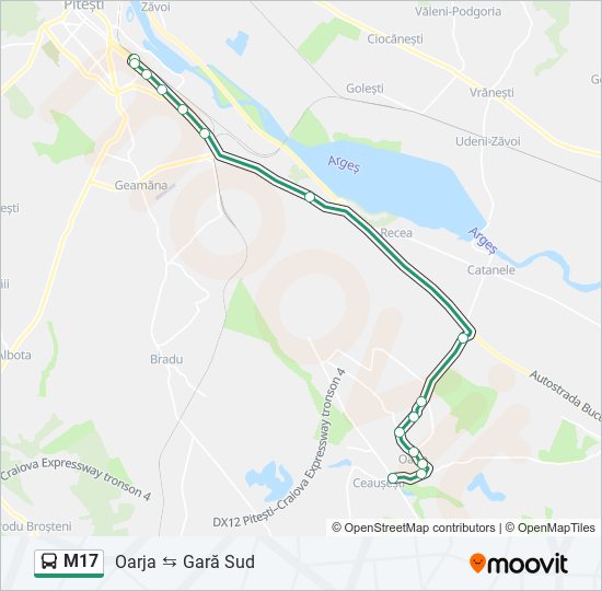 M17 bus Line Map