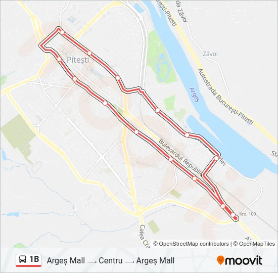 1B Bus Line Map