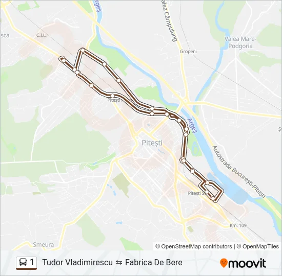 1 Bus Line Map