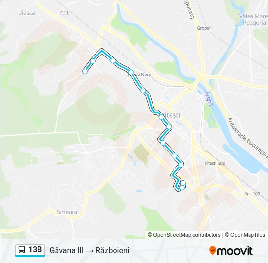 13B Bus Line Map